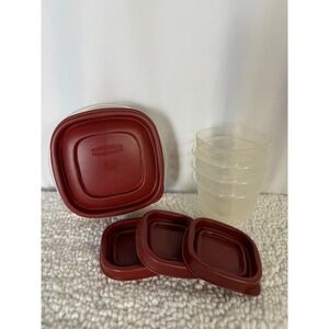 Rubbermaid Food Storage Containers Square‎ Red Lids 1.25 Oz 4 Oz Set
